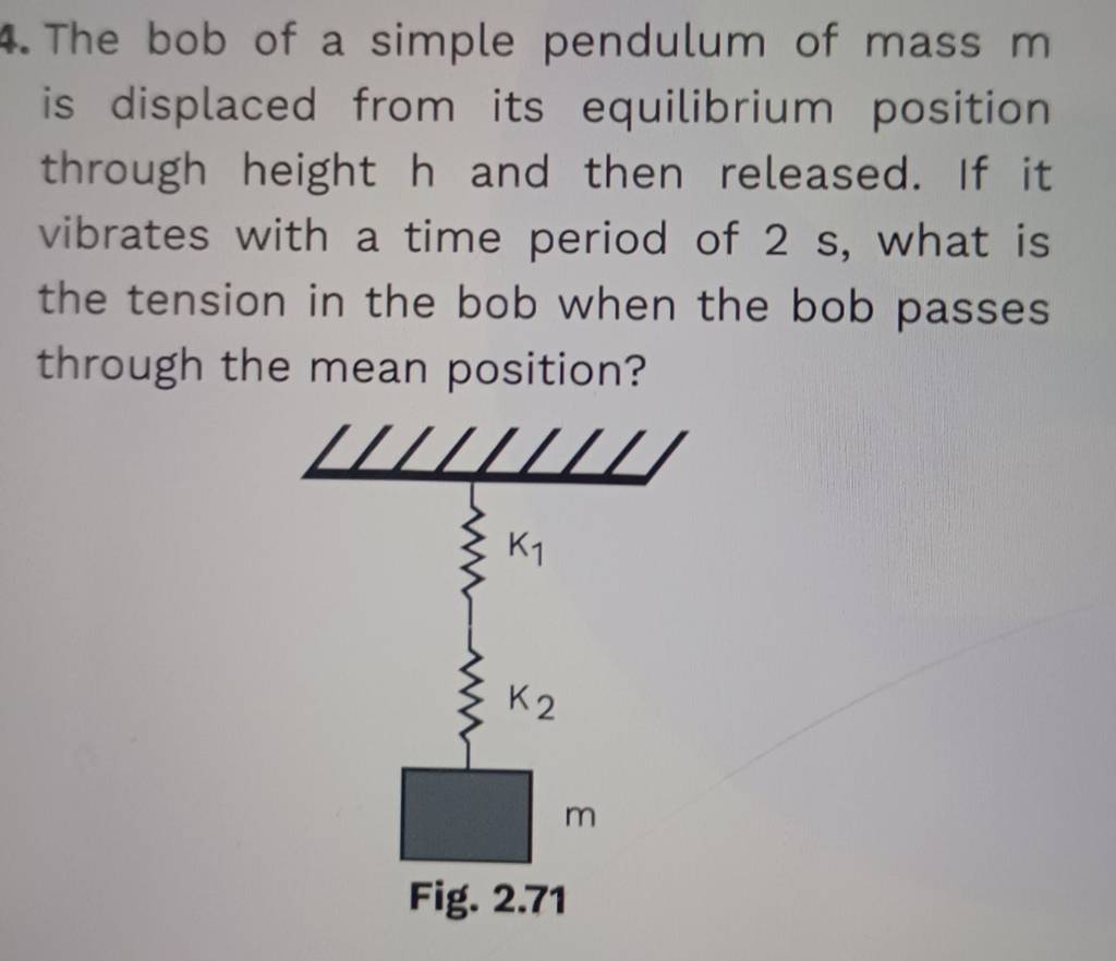 4. The Bob Of A Simple Pendulum Of Mass M Is Displaced From Its Equilibri..