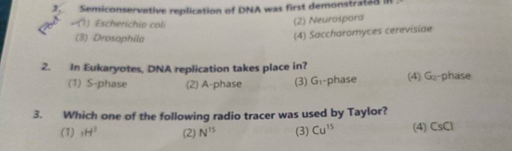 Which one of the following radio tracer was used by Taylor? (7) 1​H3