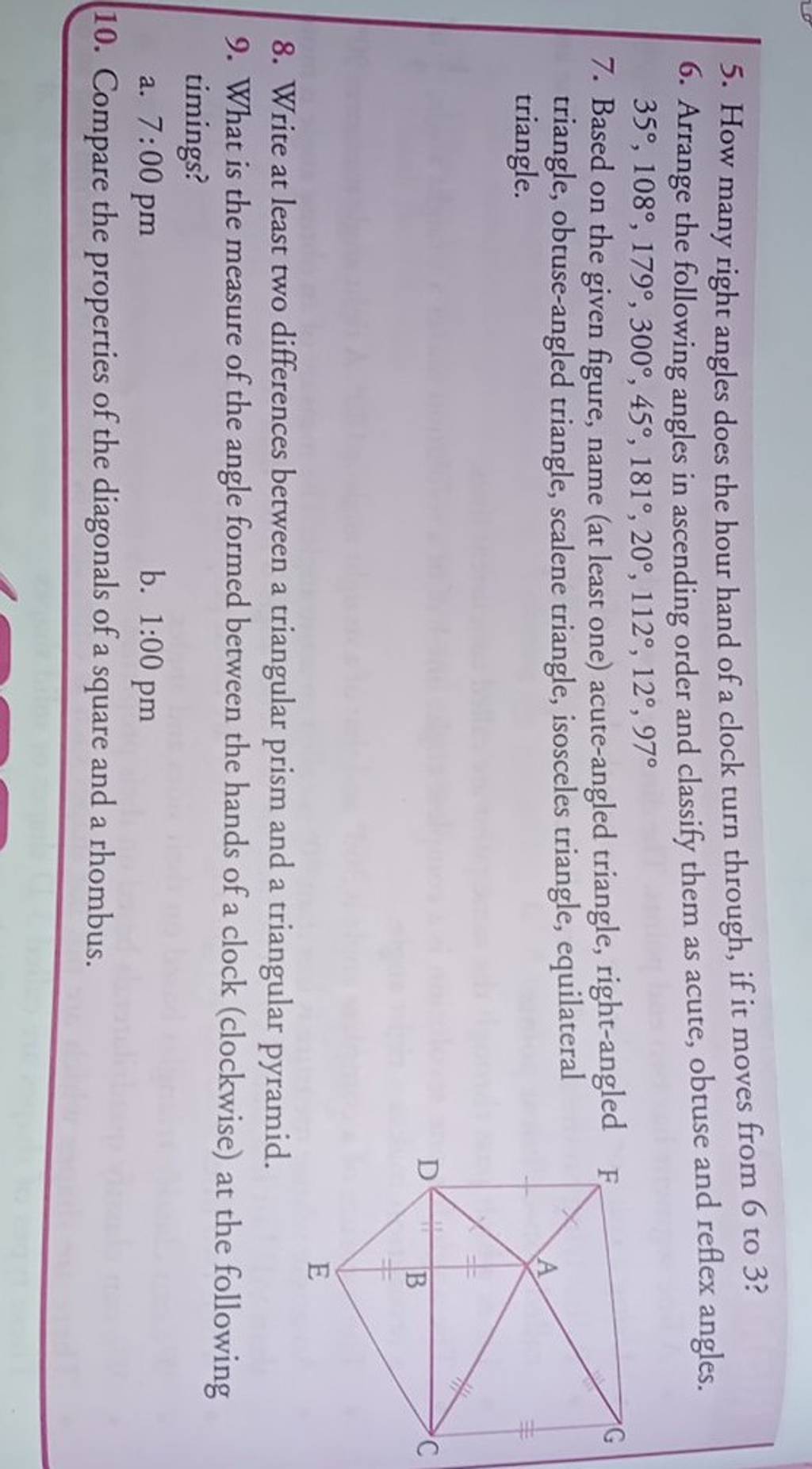 5. How many right angles does the hour hand of a clock turn through, if i..