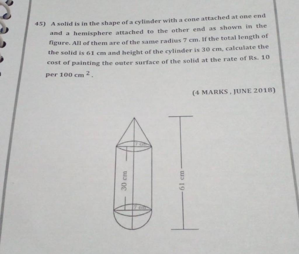 45 A Solid Is In The Shape Of A Cylinder With A Cone Attached At One End 45-a-solid-is-in-the-shape-of-a-cylinder-with-a-cone-attached-at-one-end