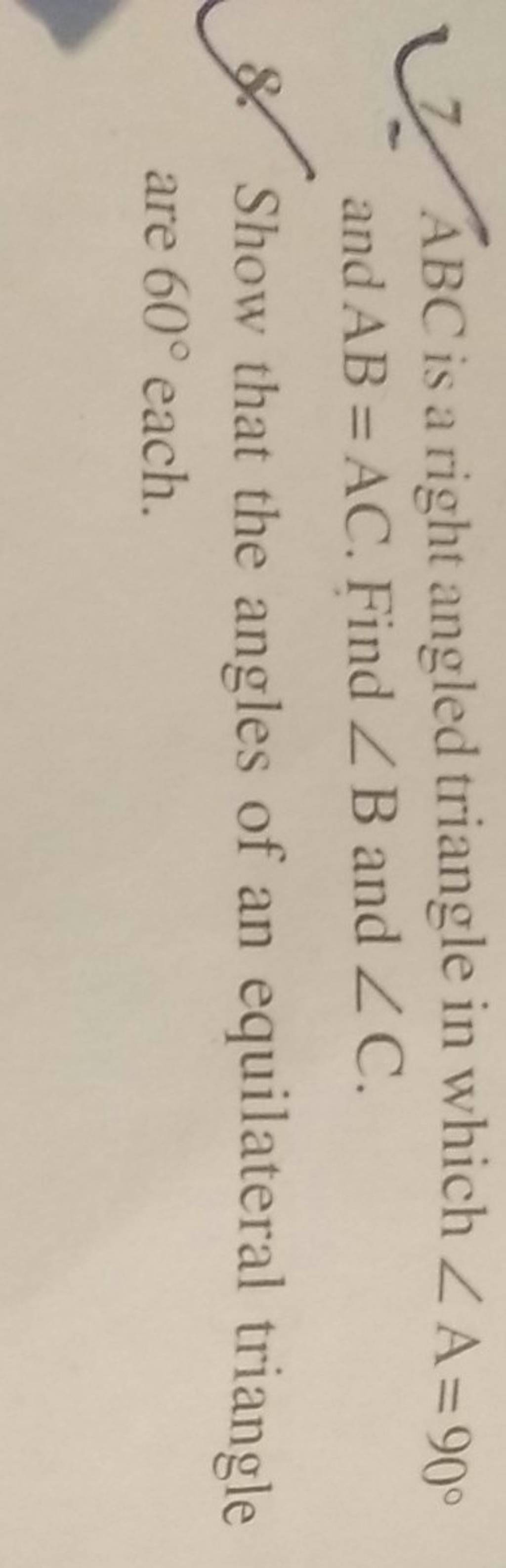 Abc Is A Right Angled Triangle In Which A And Ab Ac Find B And