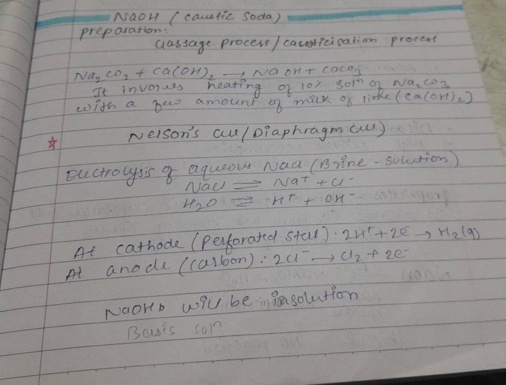 NaOH (caustic soda) preparation ciassage process/cacoticisation process