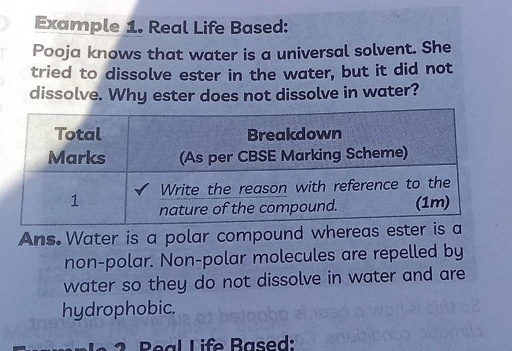 Example 1. Real Life Based Pooja knows that water is a universal solvent..