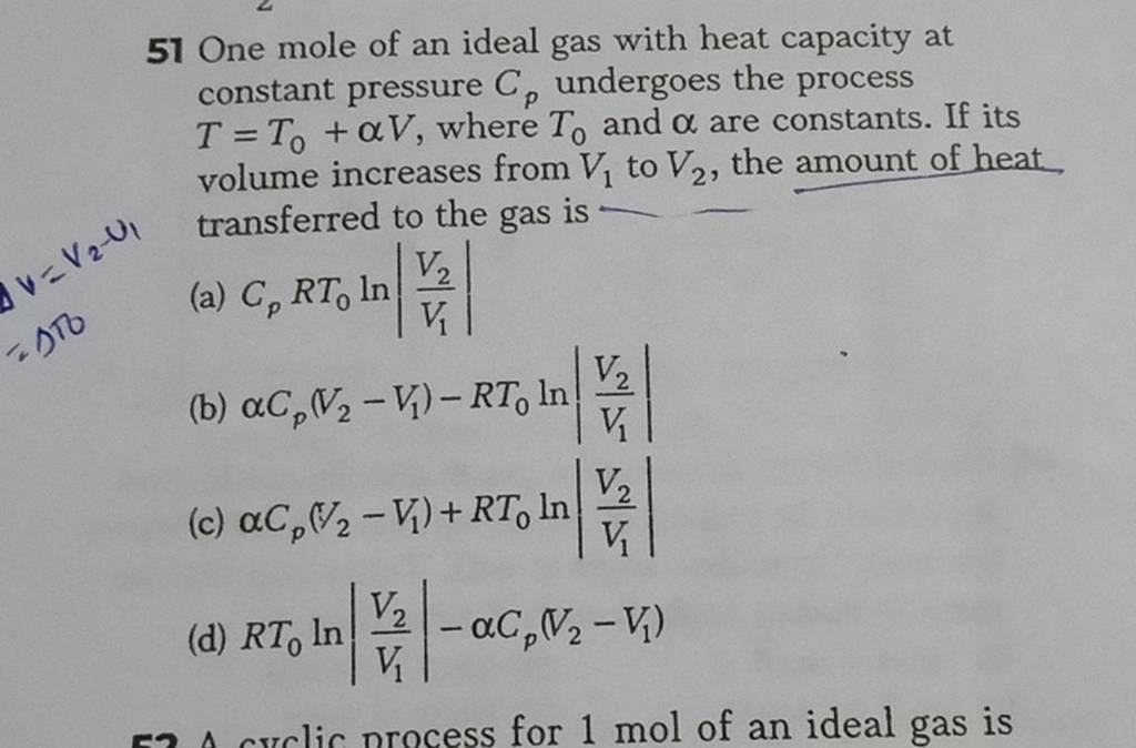 One Mole Of An Ideal Gas With Heat Capacity At Constant Pressure Cp U