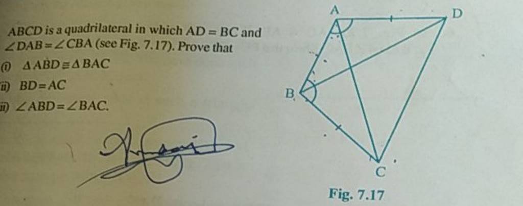 Abcd Is A Quadrilateral In Which Adbc And ∠dab∠cba See Fig 717 Pro 5290