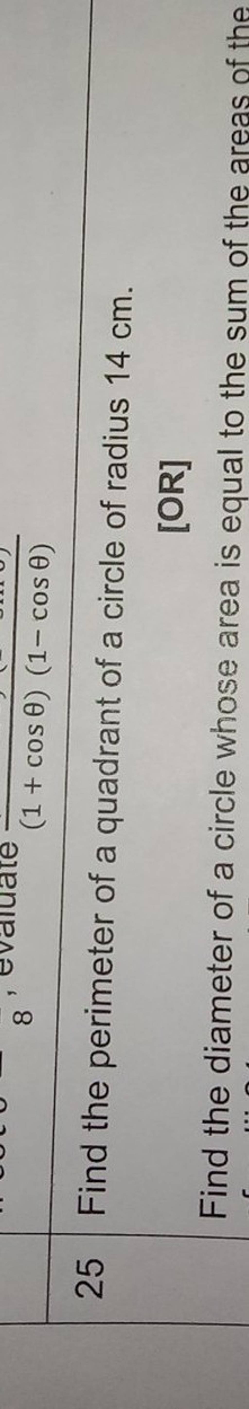 find the perimeter of a circle of radius 14cm