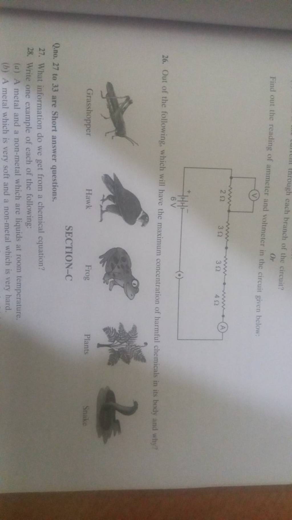 Find Out The Reading Of Ammeter And Voltmeter In The Circuit Given Below:..