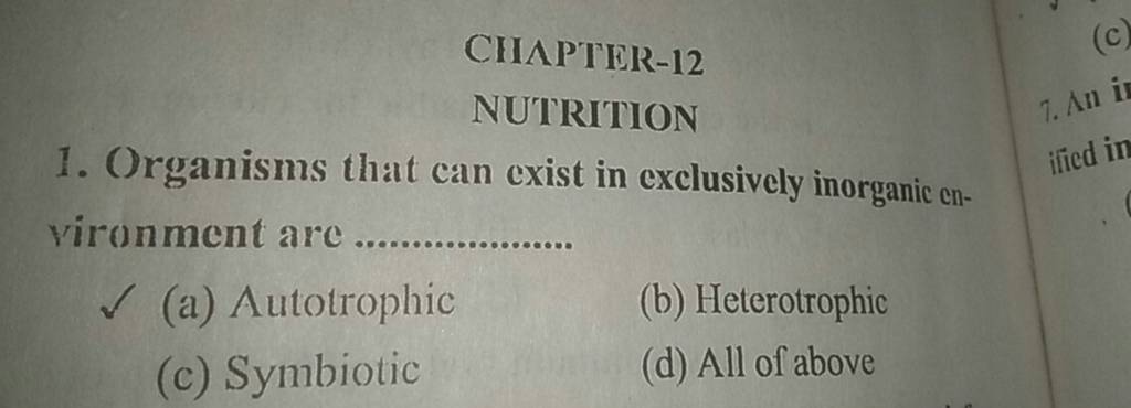 Chapter 12 Nutrition 1 Organisms That Can Exist In Exclusively Inorganic