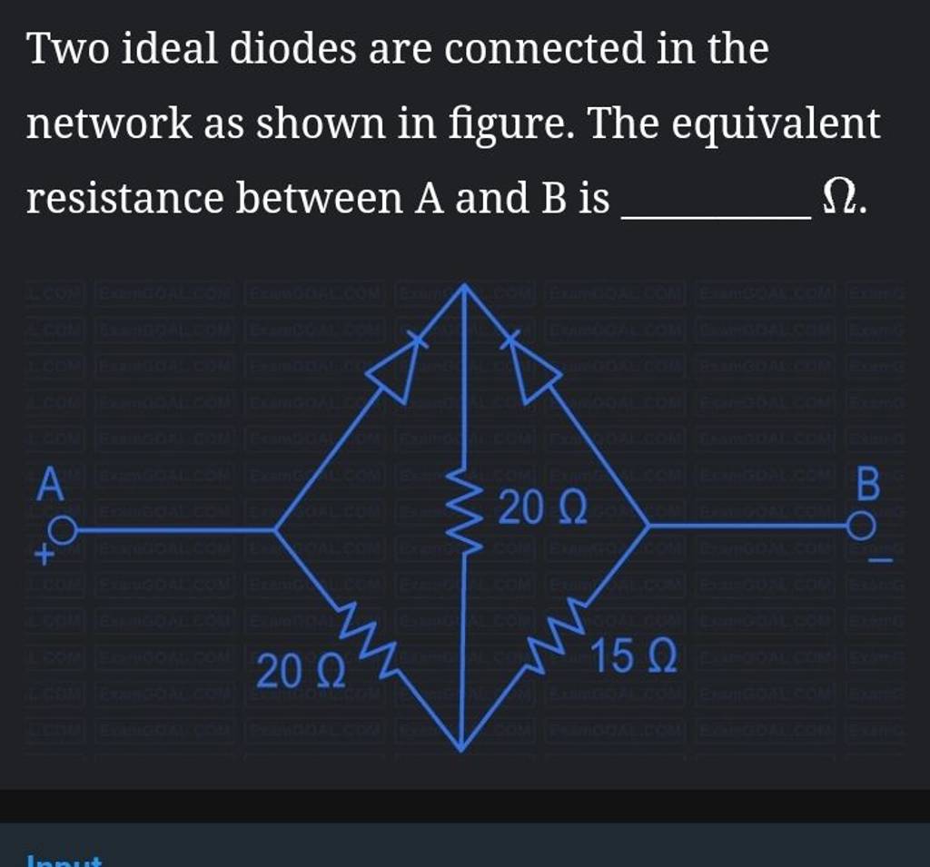 Two ideal diodes are connected in the network as shown in figure. The equ..
