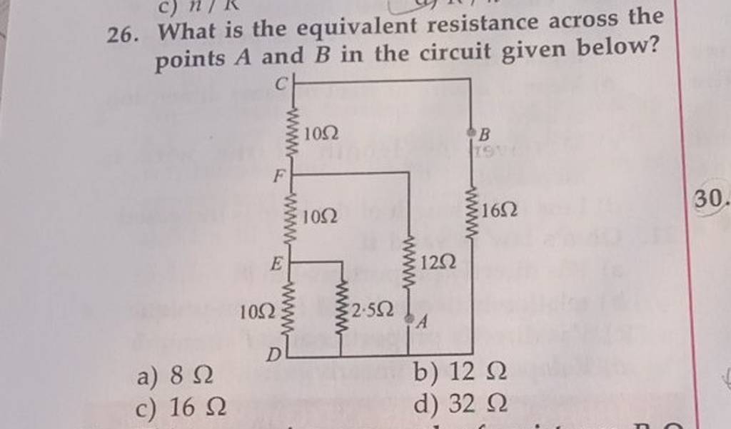 What is the equivalent resistance across the points A and B in the circui..
