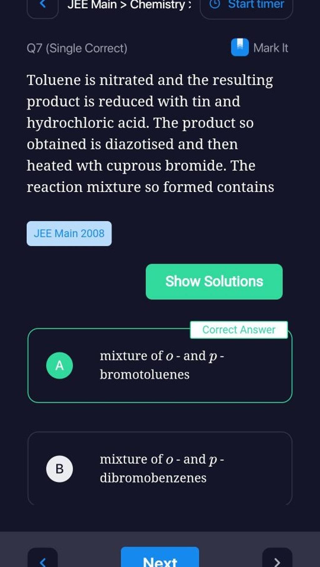 Toluene is nitrated and the resulting product is reduced with tin and hyd..