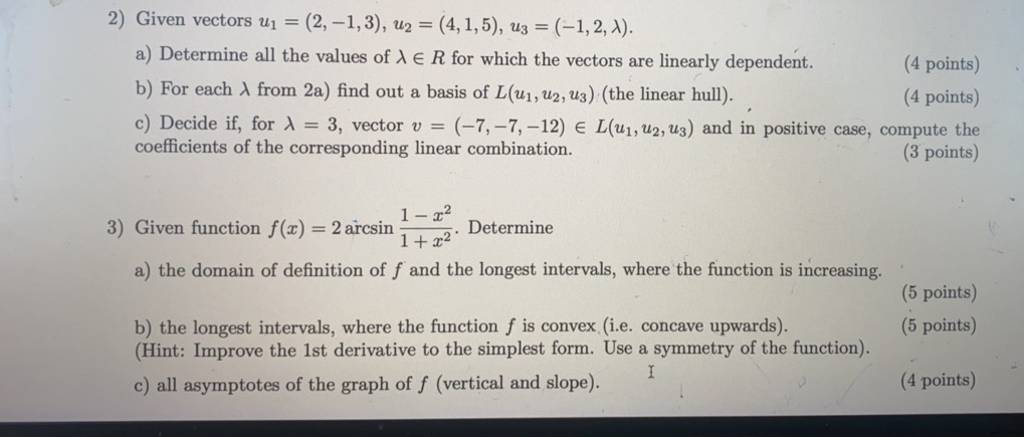 2 Given Vectors U1 2−13u2 415u3 −12λ A Determine All 7015