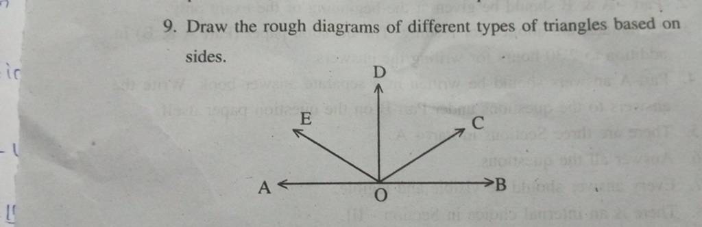 9. Draw the rough diagrams of different types of triangles based on si