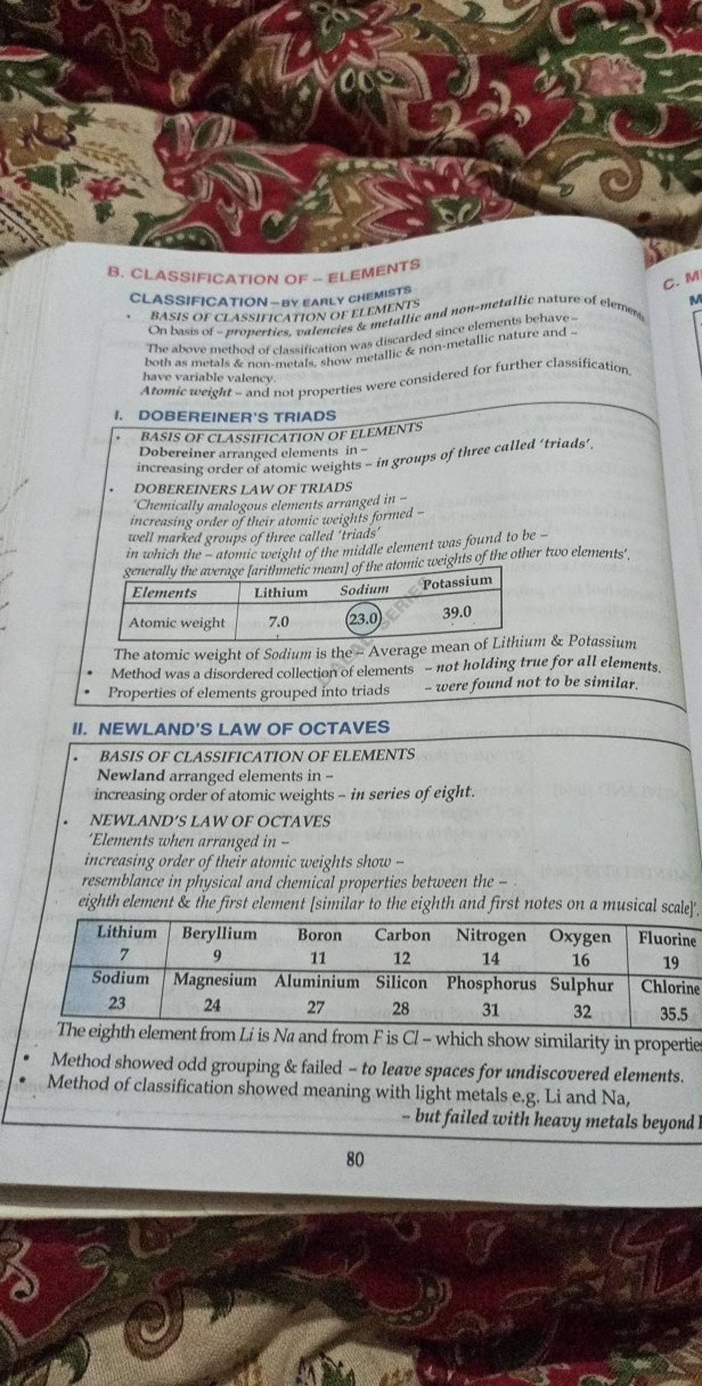 B. CLASSIFICATION OF - ELEMENTS CLASSIFICATION-BY EAALY CHEMISTS - BASIS