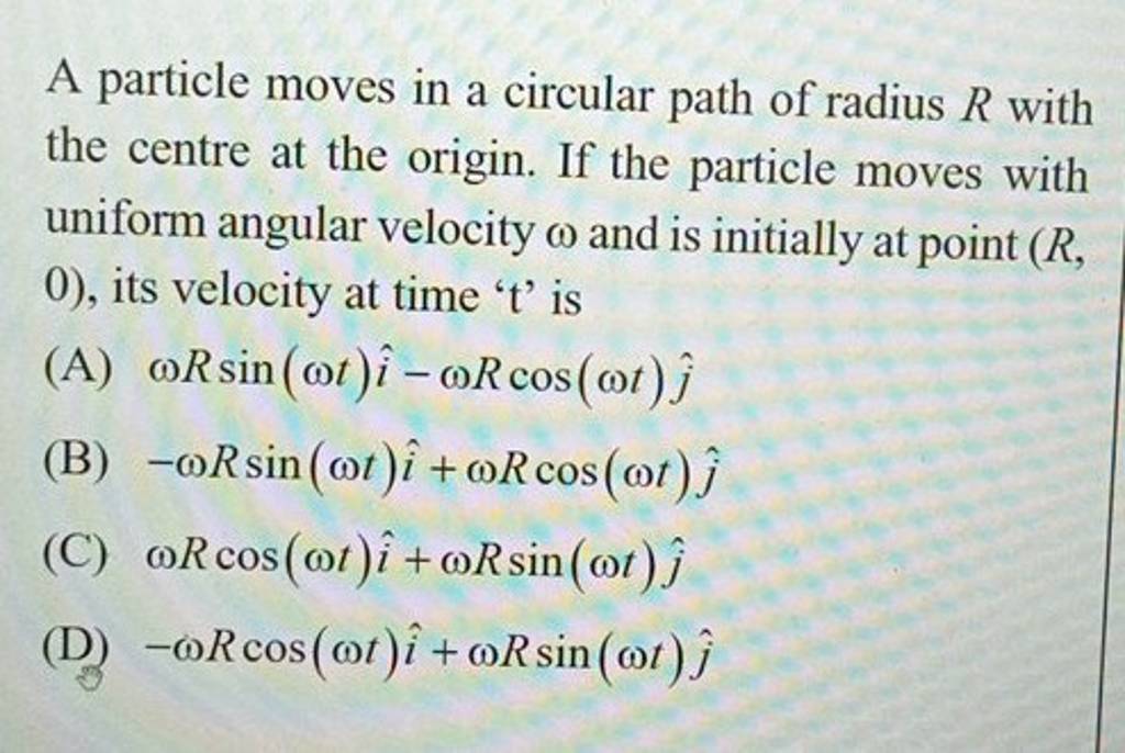 A Particle Moves In A Circular Path Of Radius R With The Centre At The Or..