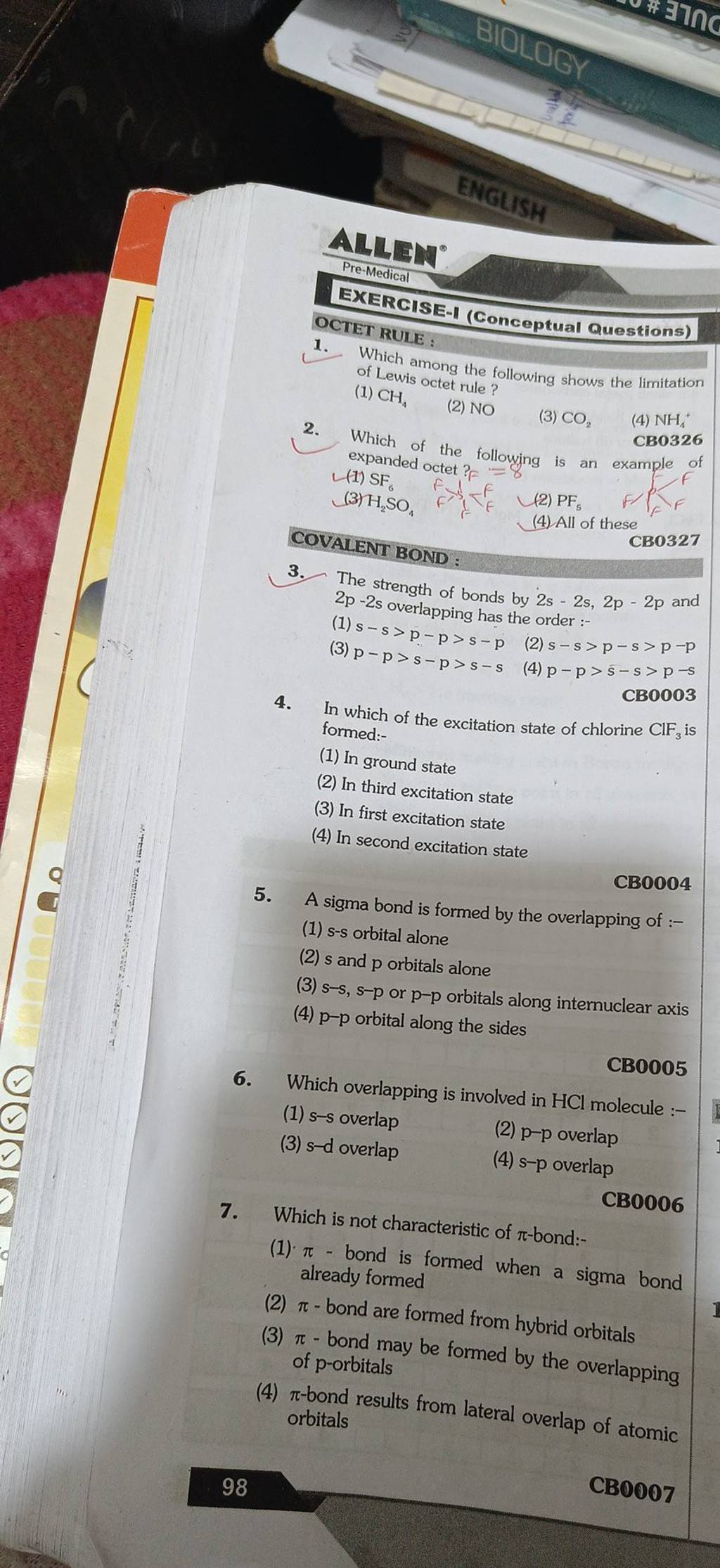 Which overlapping is involved in HCl molecule :- (1) s−s overlap (2) p..