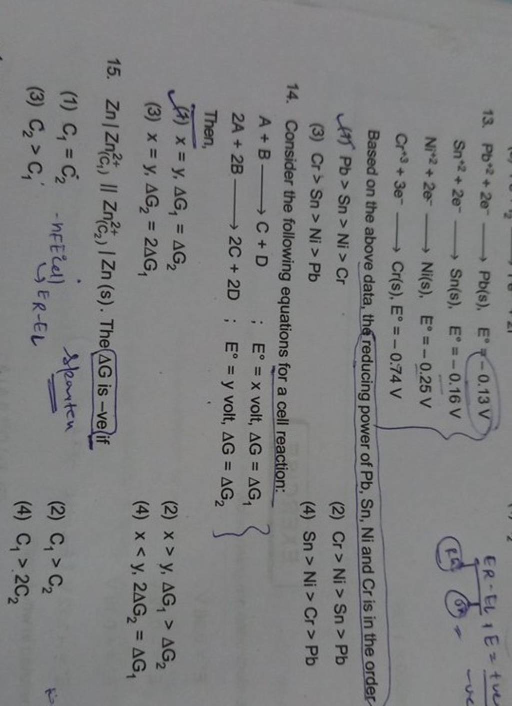 Consider The Following Equations For A Cell Reaction Ab Cd2a2b 2c2d 8288