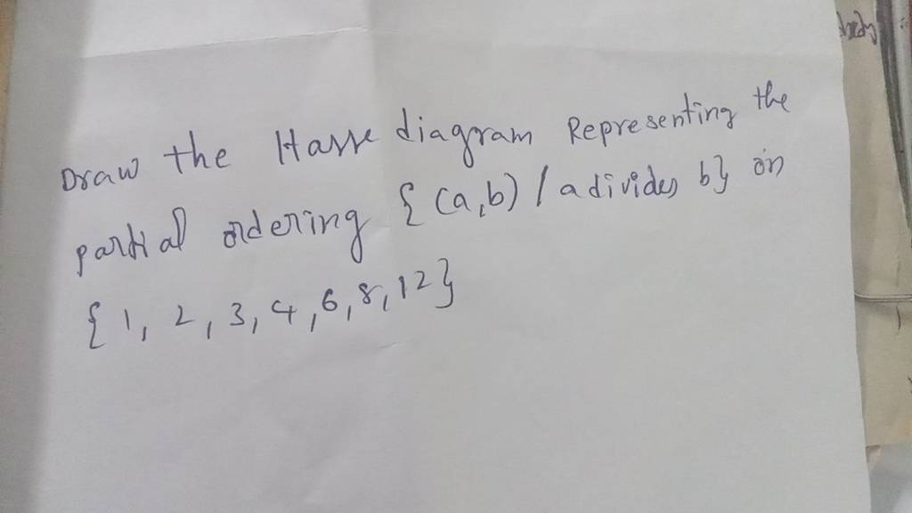 Draw The Hasse Diagram Representing The Partial Oodering {(a,b)/ A Divide..