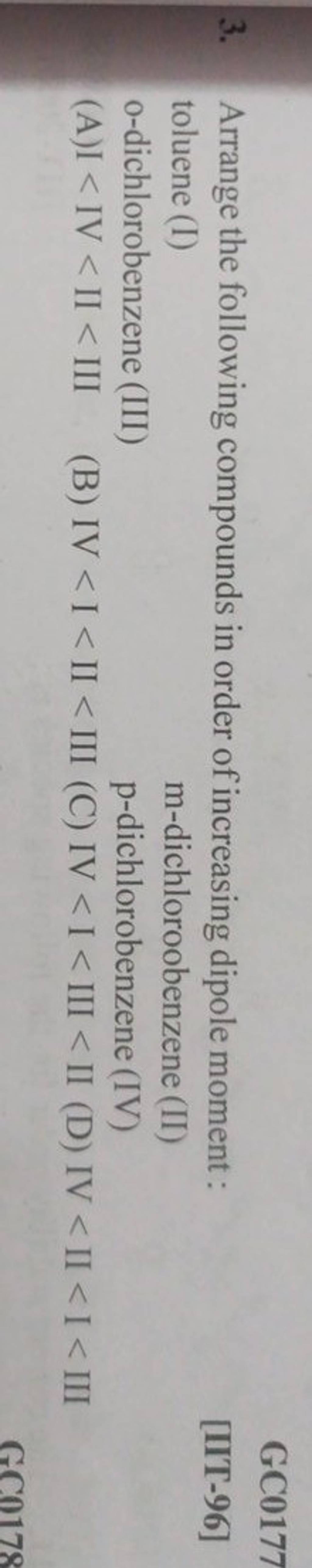 3 Arrange The Following Compounds In Order Of Increasing Dipole Moment 6986