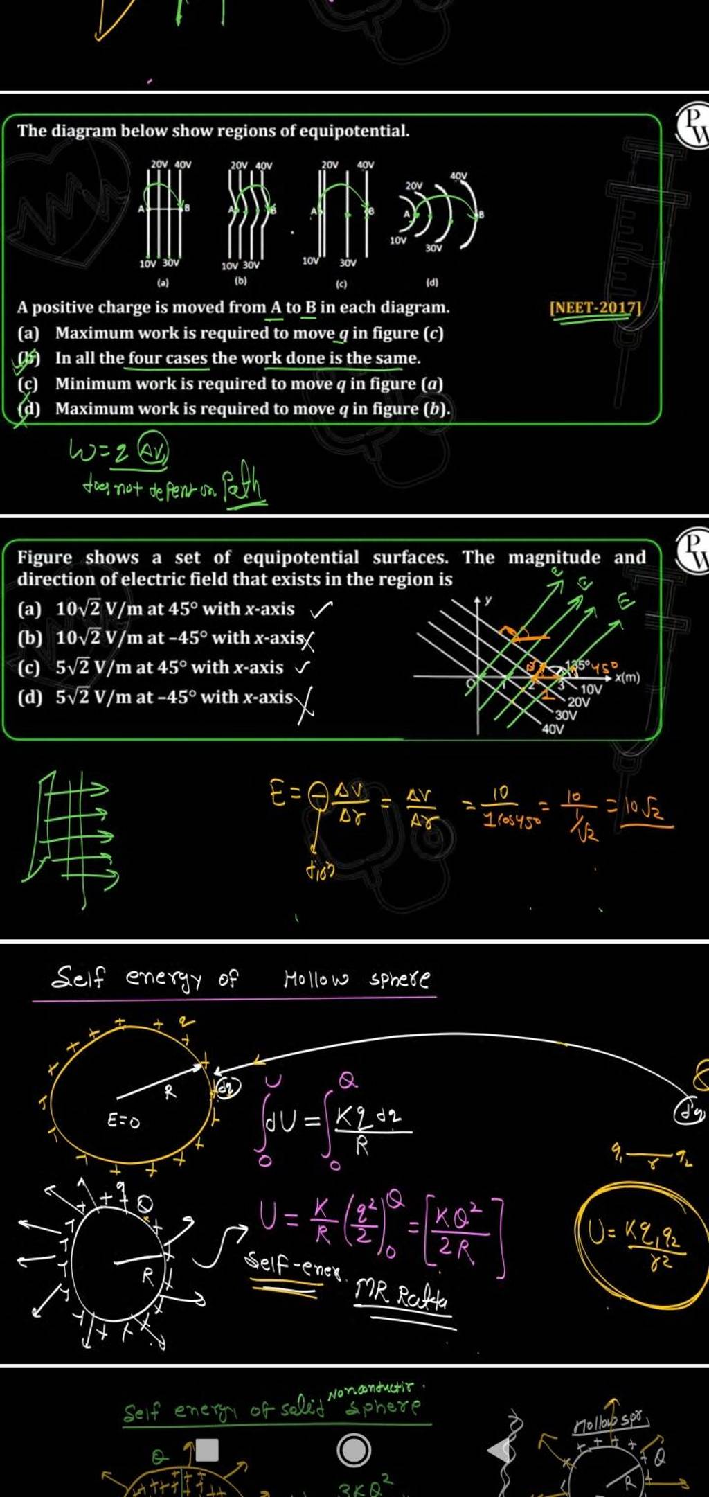 The Diagram Below Show Regions Of Equipotential. 20V 40V 20V 40V 10v 30V