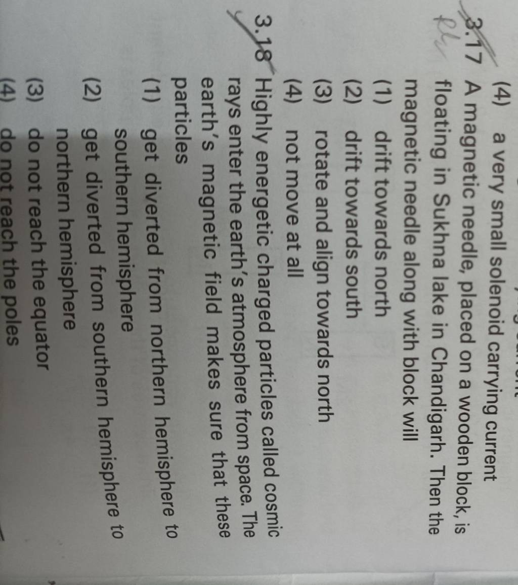 3.17 A needle, placed on a wooden block, is floating in Sukhna l..