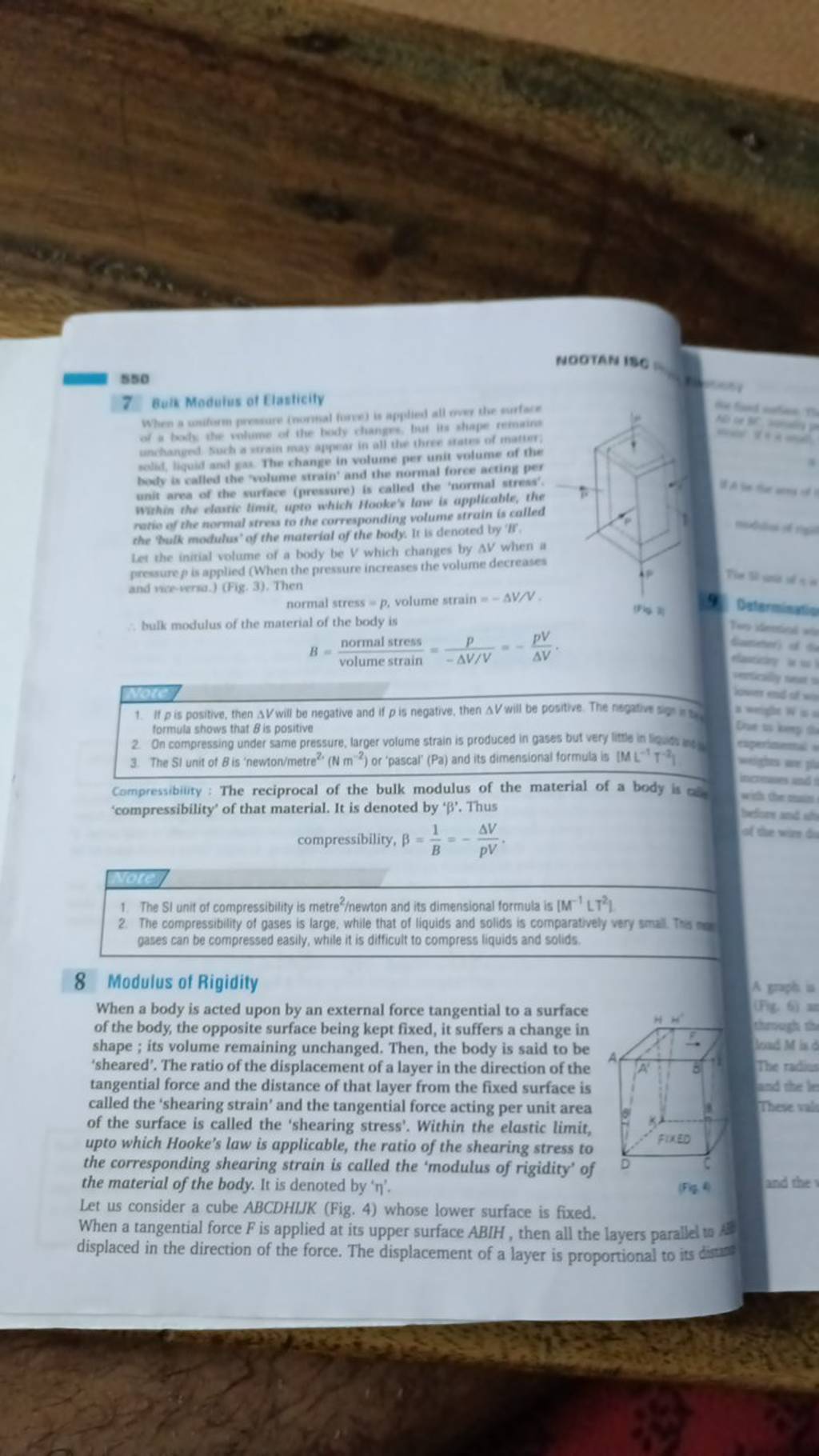 550 7 Bulk Modulus of Elasticity When a uniform pressure (normal forve) i..
