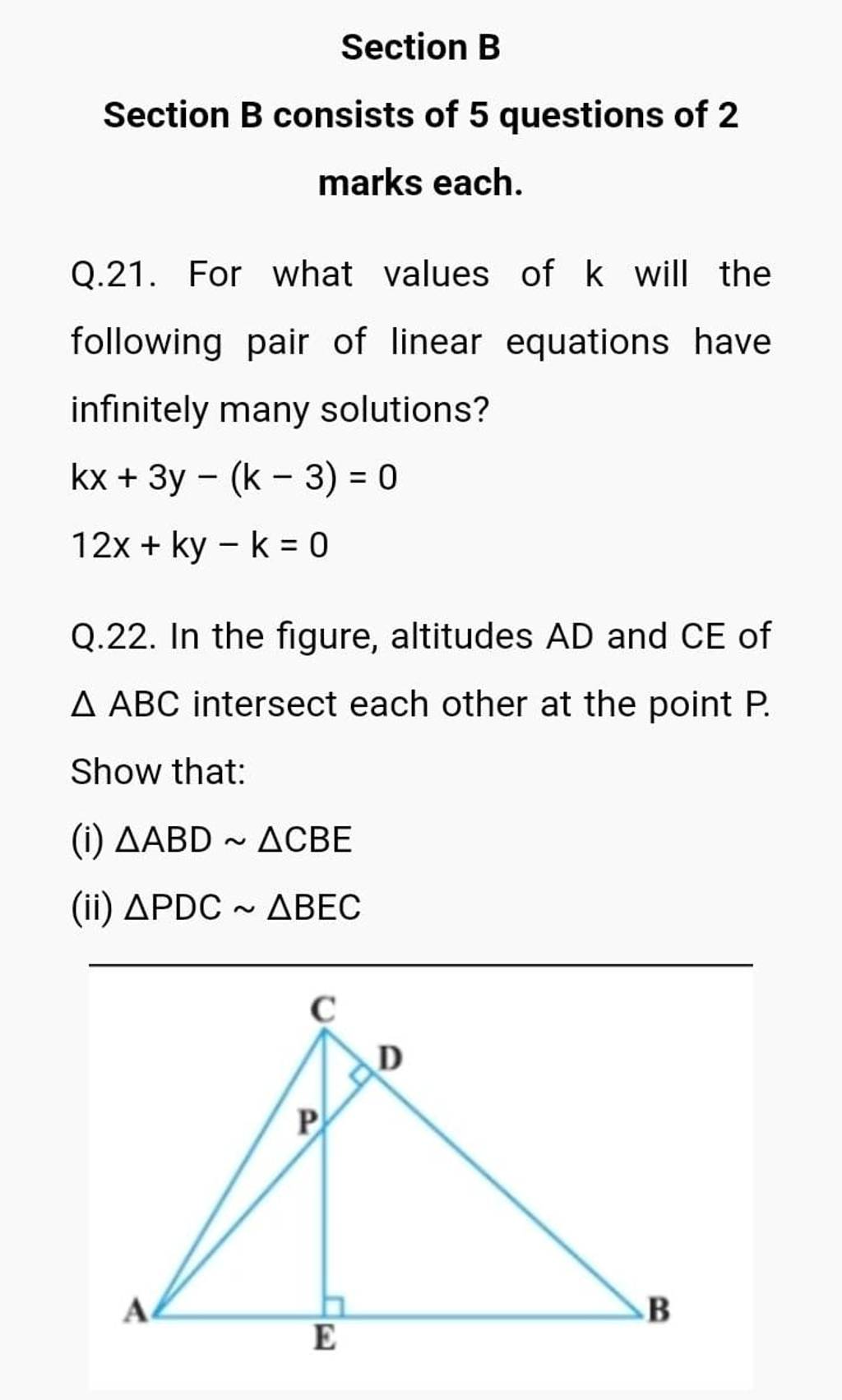 Section B Section B Consists Of 5 Questions Of 2 Marks Each. Q.21. For W..