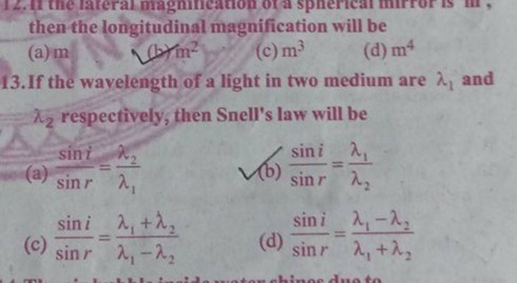 If the wavelength of a light in two medium are λ1 and λ2 respectively,