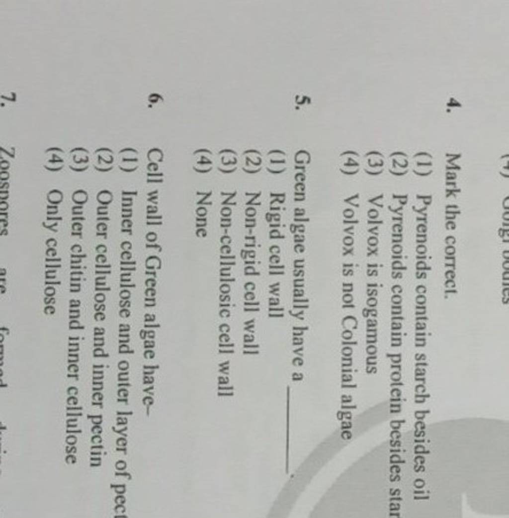 Cell wall of Green algae have Filo