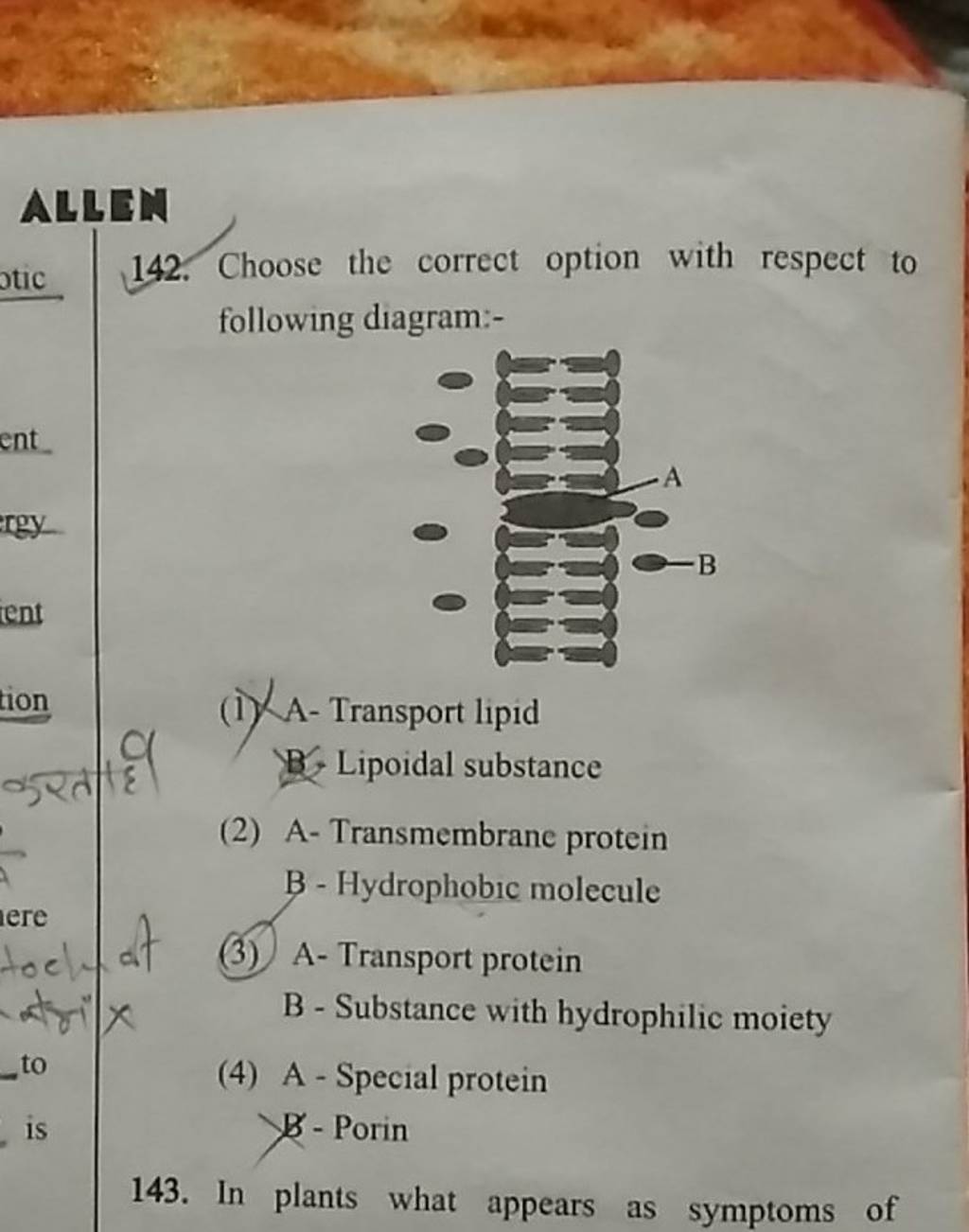 142. Choose The Correct Option With Respect To Following Diagram:- (i) A-..