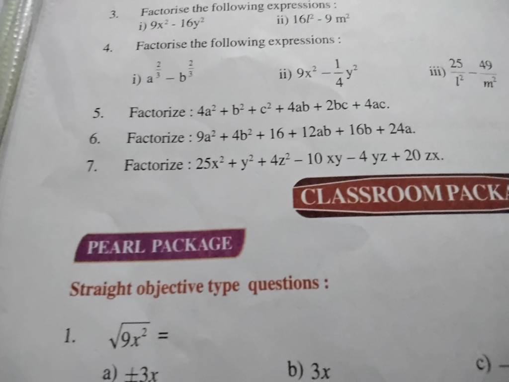 factorise the following 9x 2 24xy 16y 2