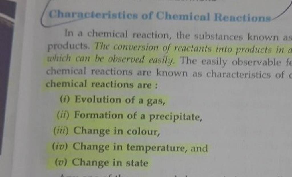 What Are The Important Characteristics Of Chemical Reaction