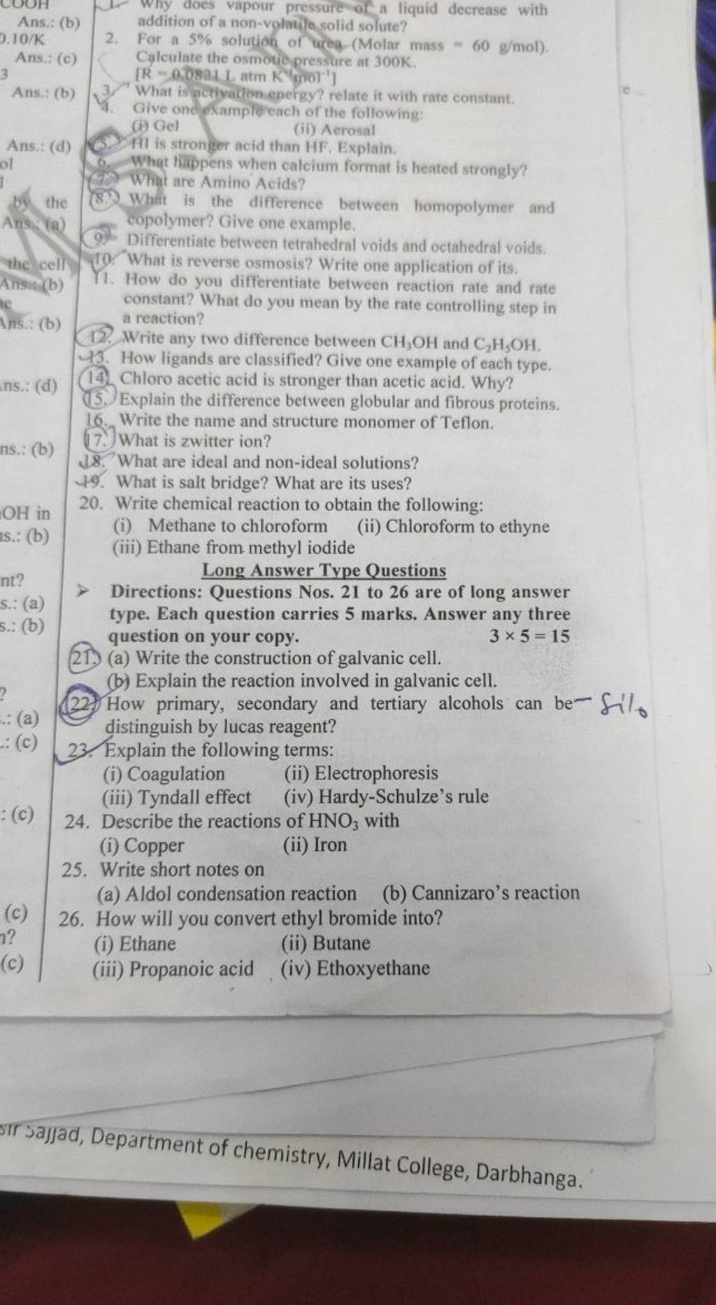 Write short notes on (a) Aldol condensation reaction (b) Cannizaro's reac..