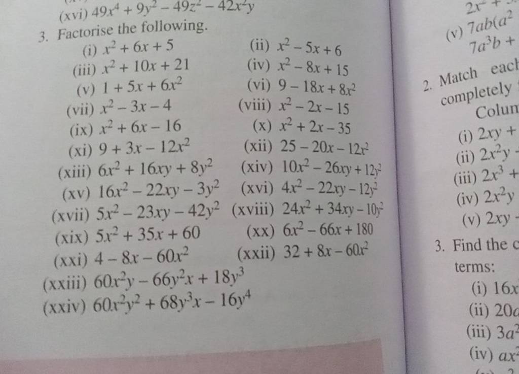 3 Factorise The Following i X2 6x 5 ii X2 5x 6 iii X2 10x 21 iv 3-factorise-the-following-i-x2-6x-5-ii-x2-5x-6-iii-x2-10x-21-iv