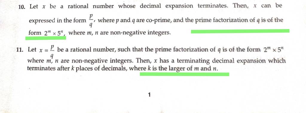 let x be a rational number whose decimal expansion terminates