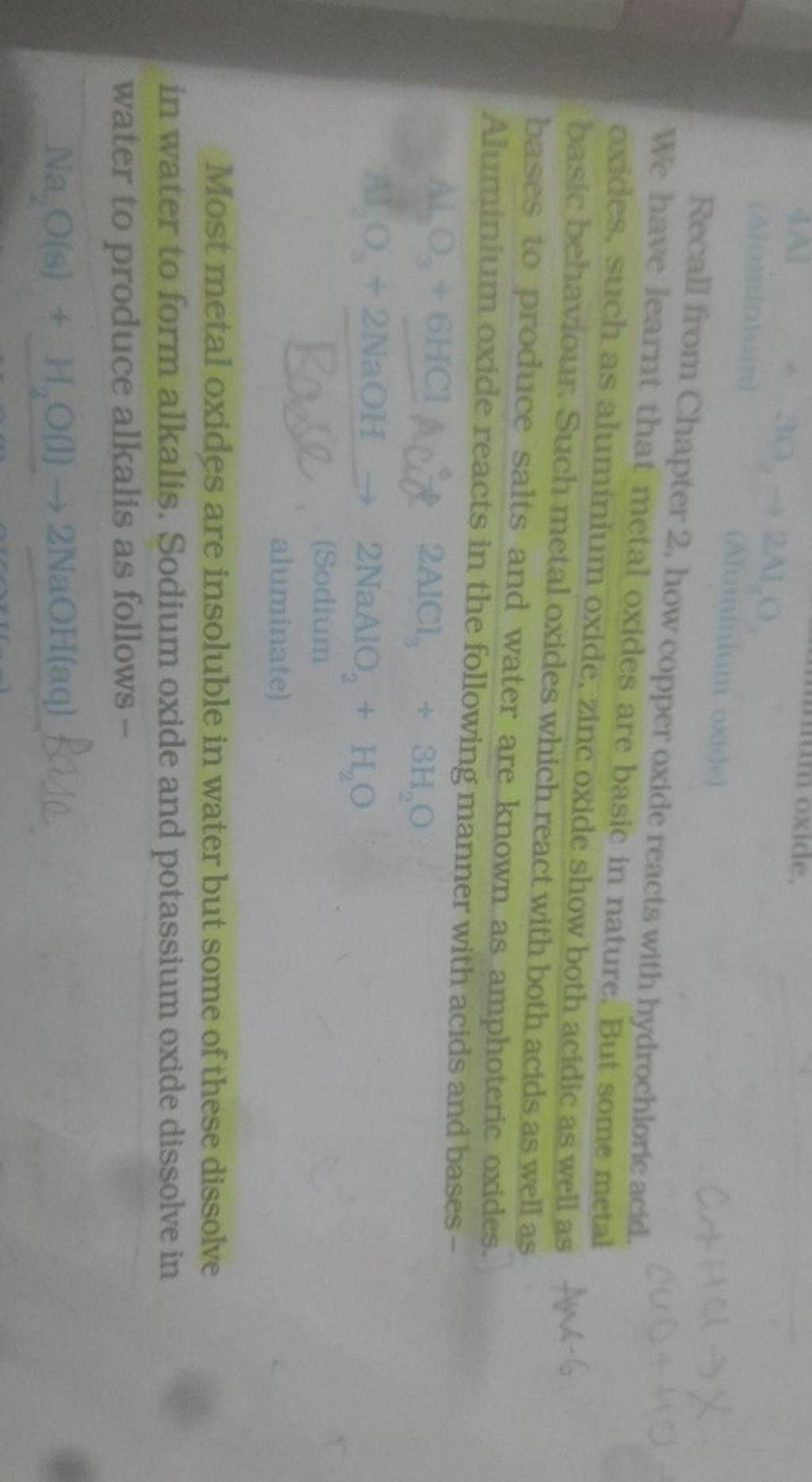 Recall from Chapter 2, how copper oxide reacts with hydrochloric acid. We..