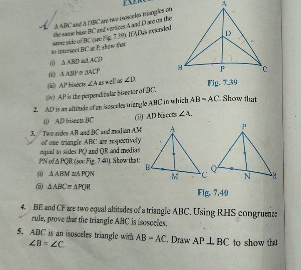 1. ABC and DBC are two isosceles triangles on the same base BC and vert..