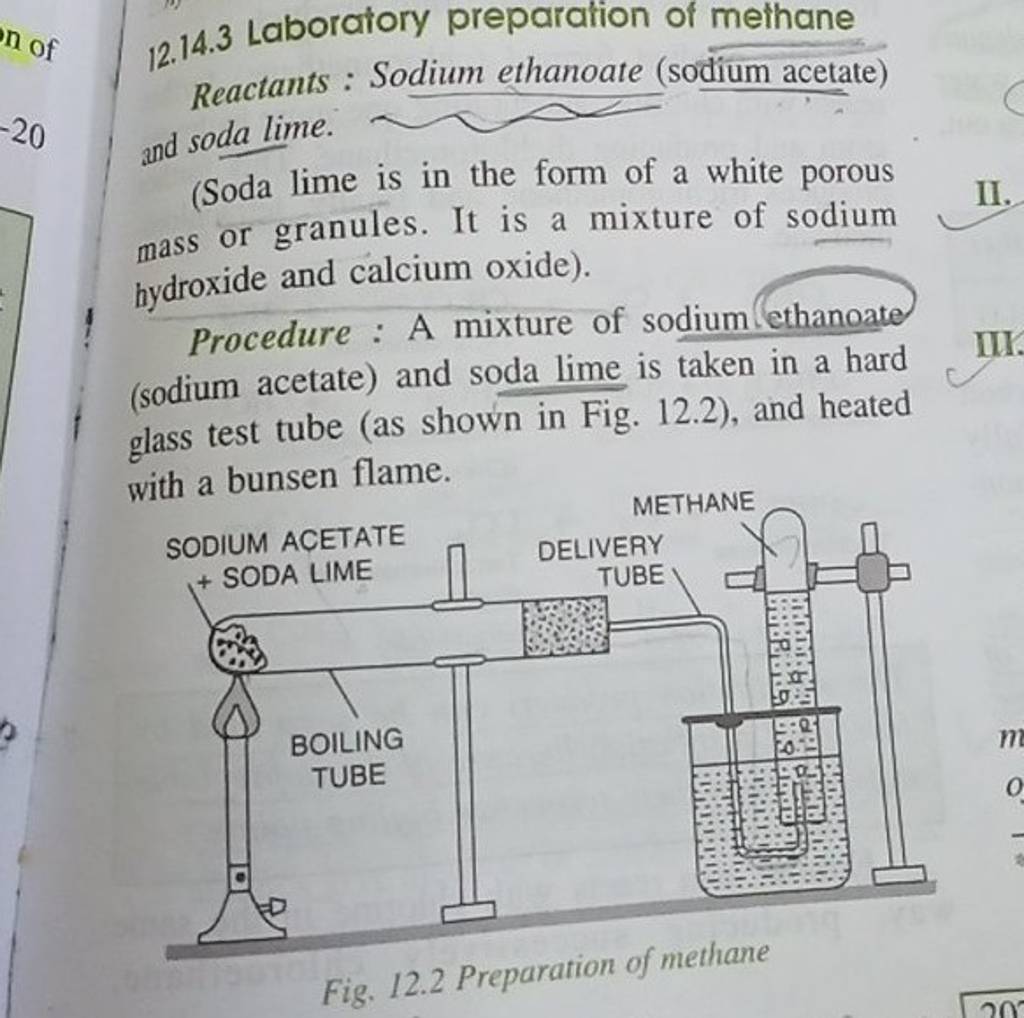 12.14.3 Laboratory preparation of methane Reactants Sodium ethanoate (s..