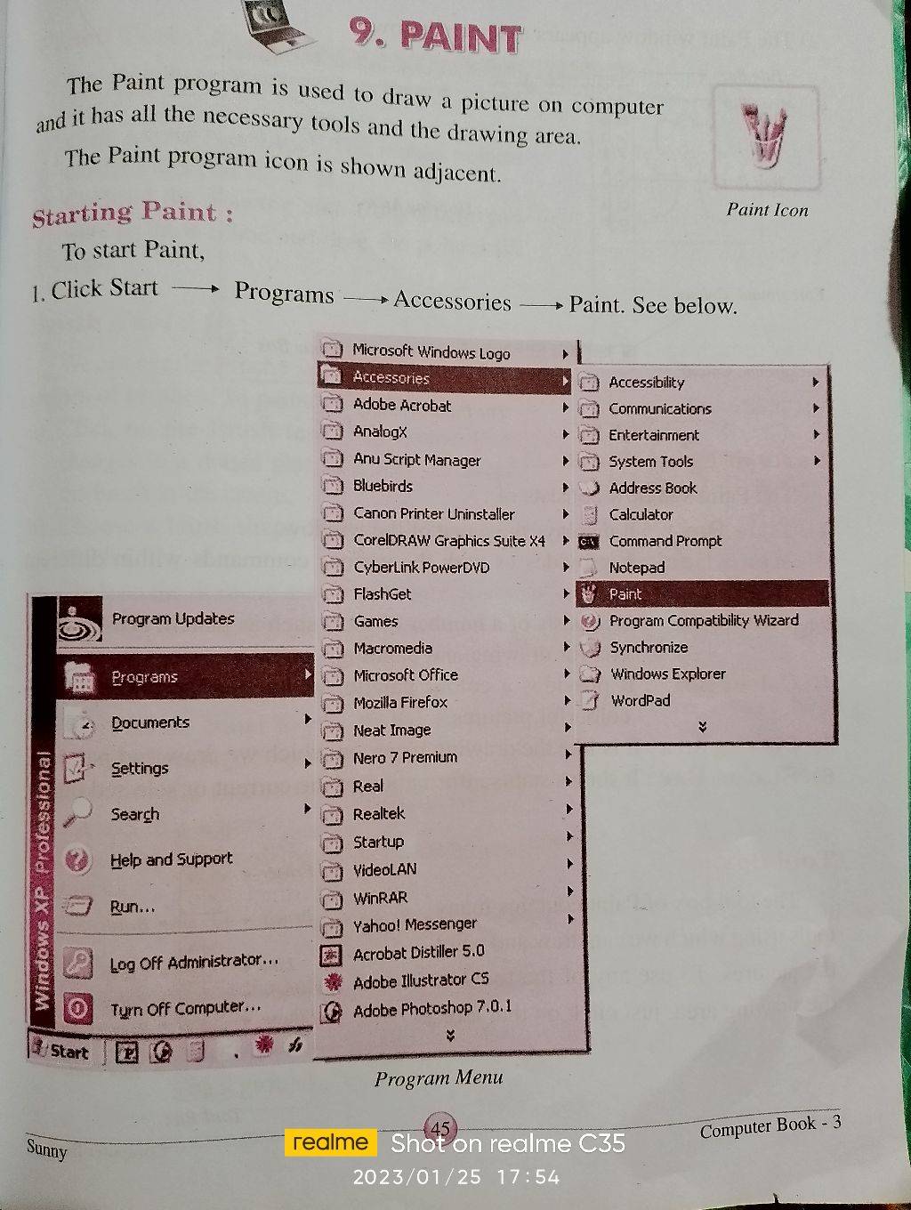 The Paint program is used to draw a picture on computer and it has all th..