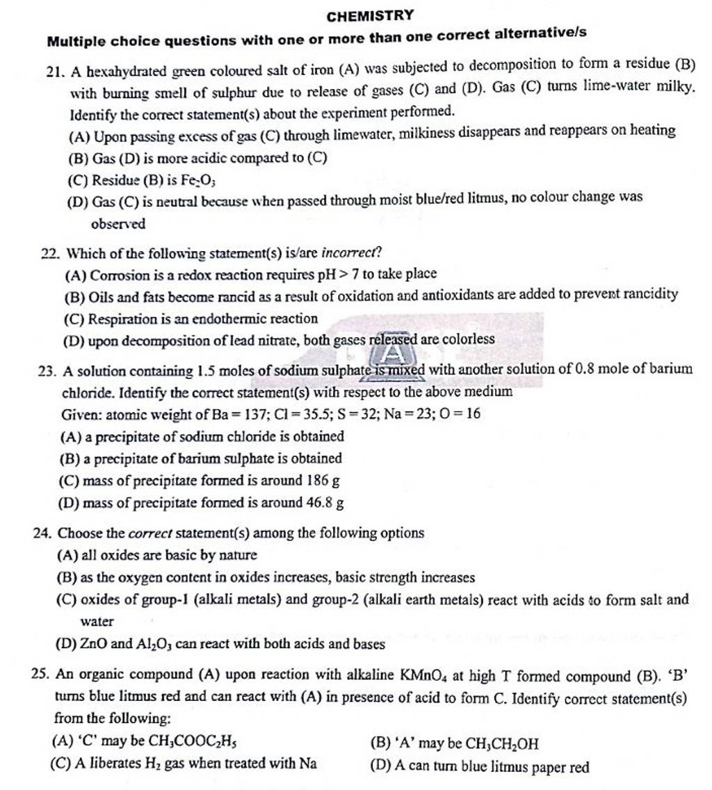 Choose the correct statement(s) among the following options | Filo