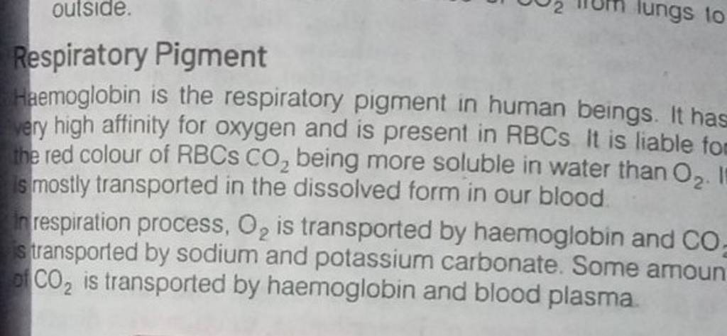 Respiratory Pigment Haemoglobin is the respiratory pigment in human being..