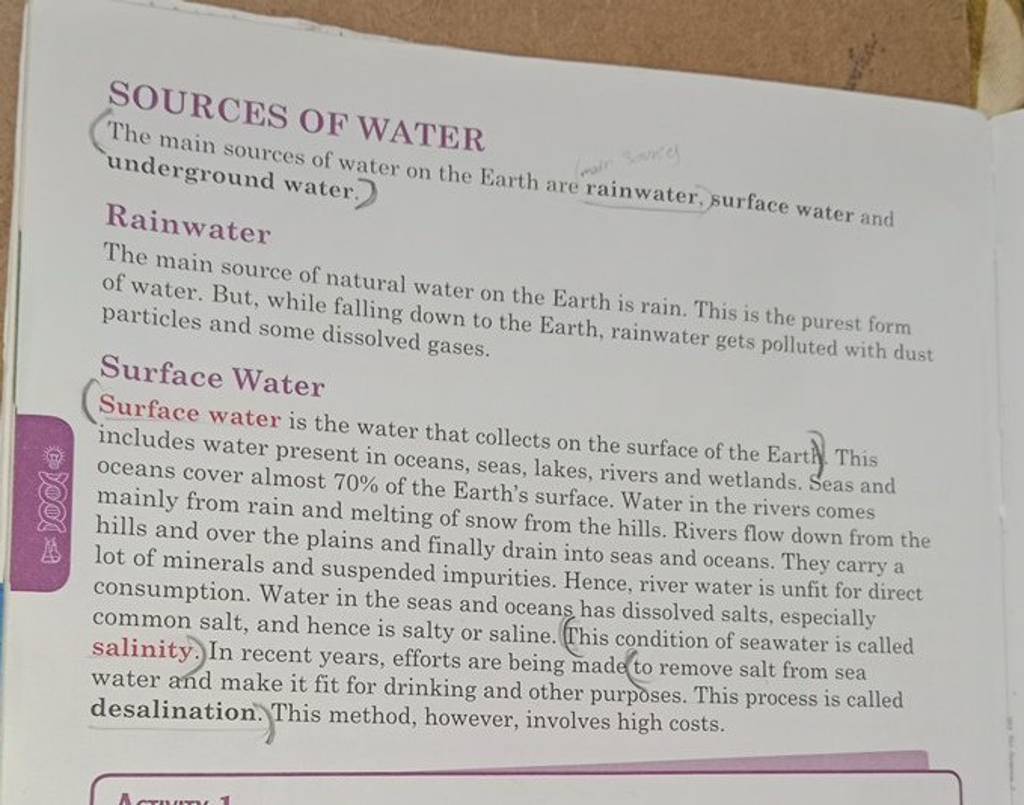 what are the two main sources of water on earth