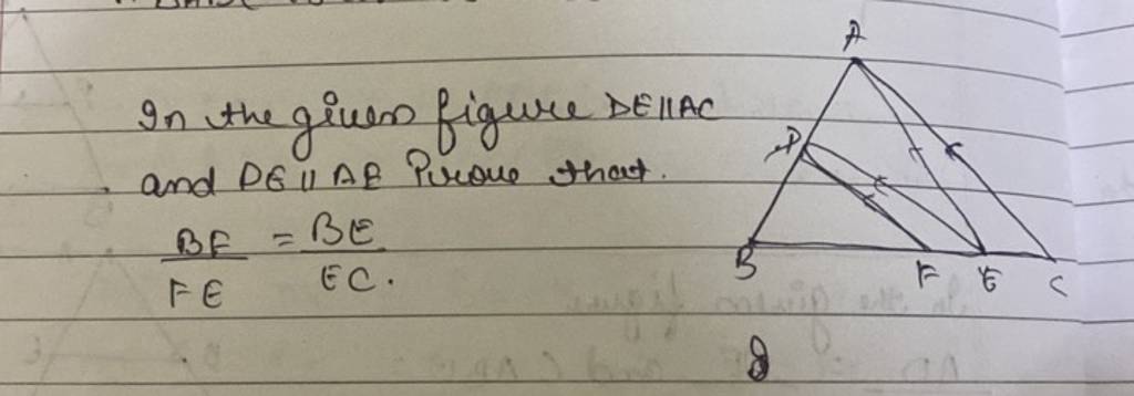 In The Given Figure De∥ac And De∥ae Prove That Febf Ecbe Filo