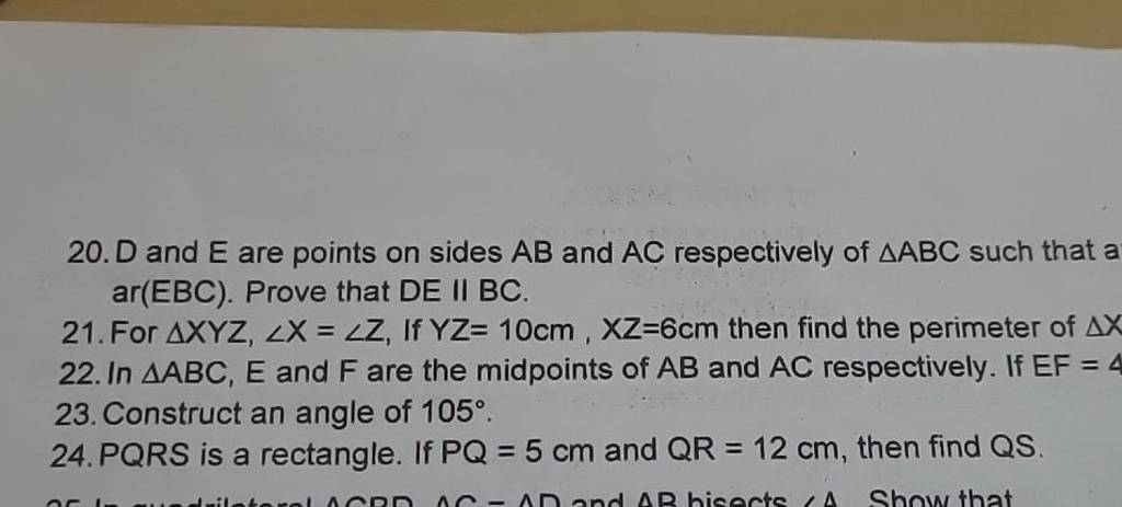 20 D And E Are Points On Sides Ab And Ac Respectively Of Abc Such That