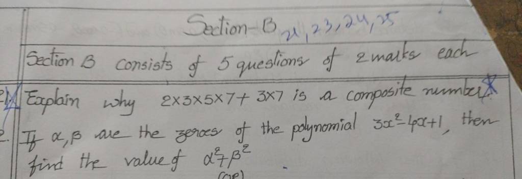 Section-B ,23,24,25 Section B Consists Of 5 Questions Of 2 Maiks Each Exp..