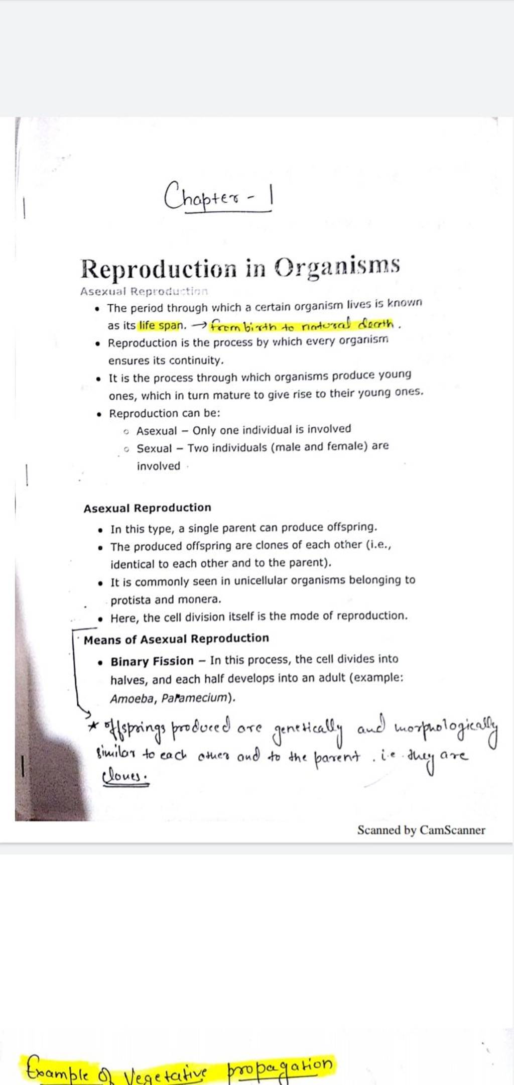 Chapter 1 Reproduction In Organisms Asexual Reproductinn The Period