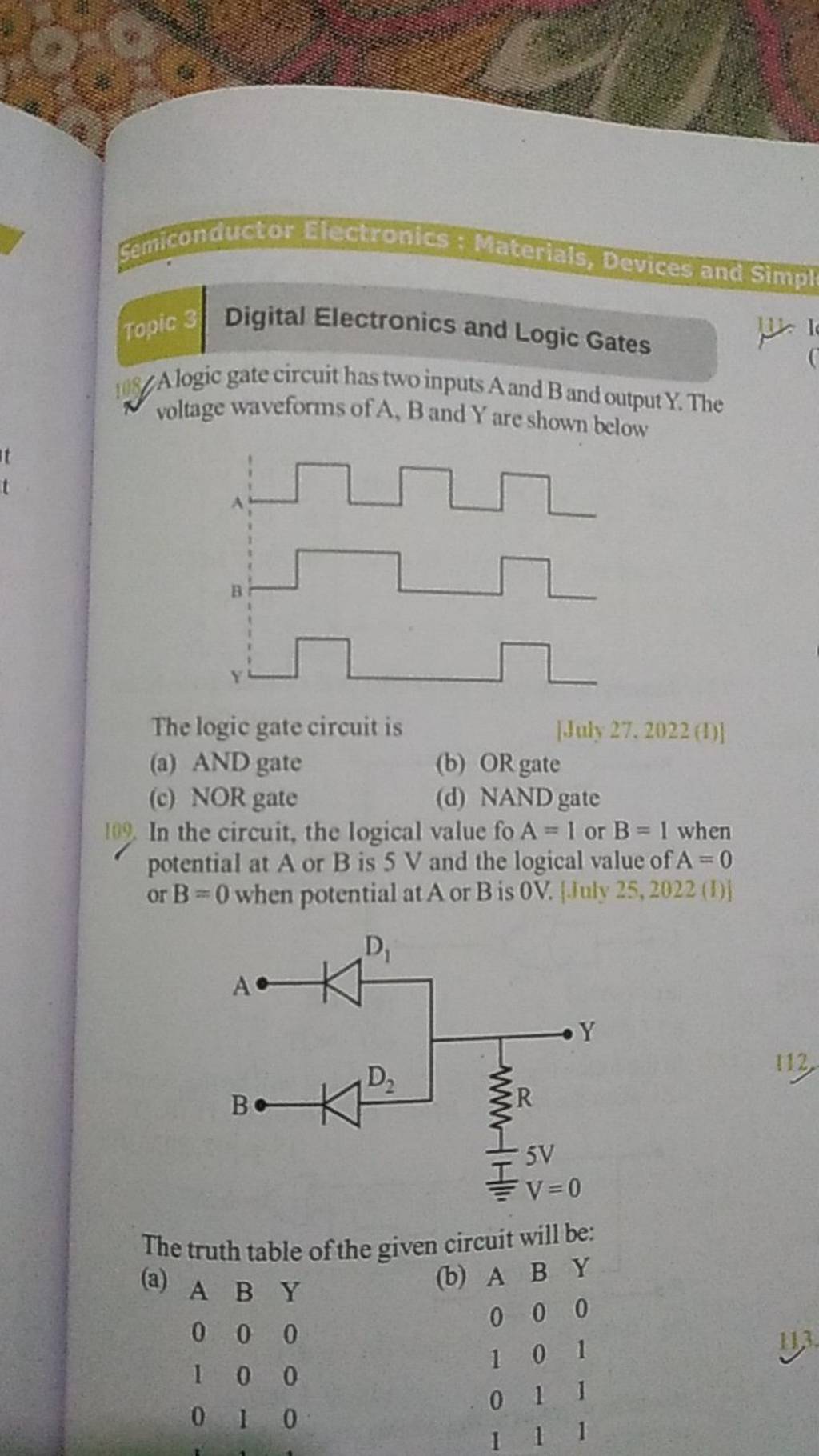 Topic 3 ∣ Digital Electronics and Logic Gates 1 A Alogic gate circuit has..