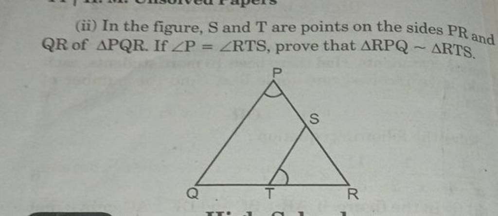 Ii In The Figure S And T Are Points On The Sides Pr And Qr Of Pqr If 3779