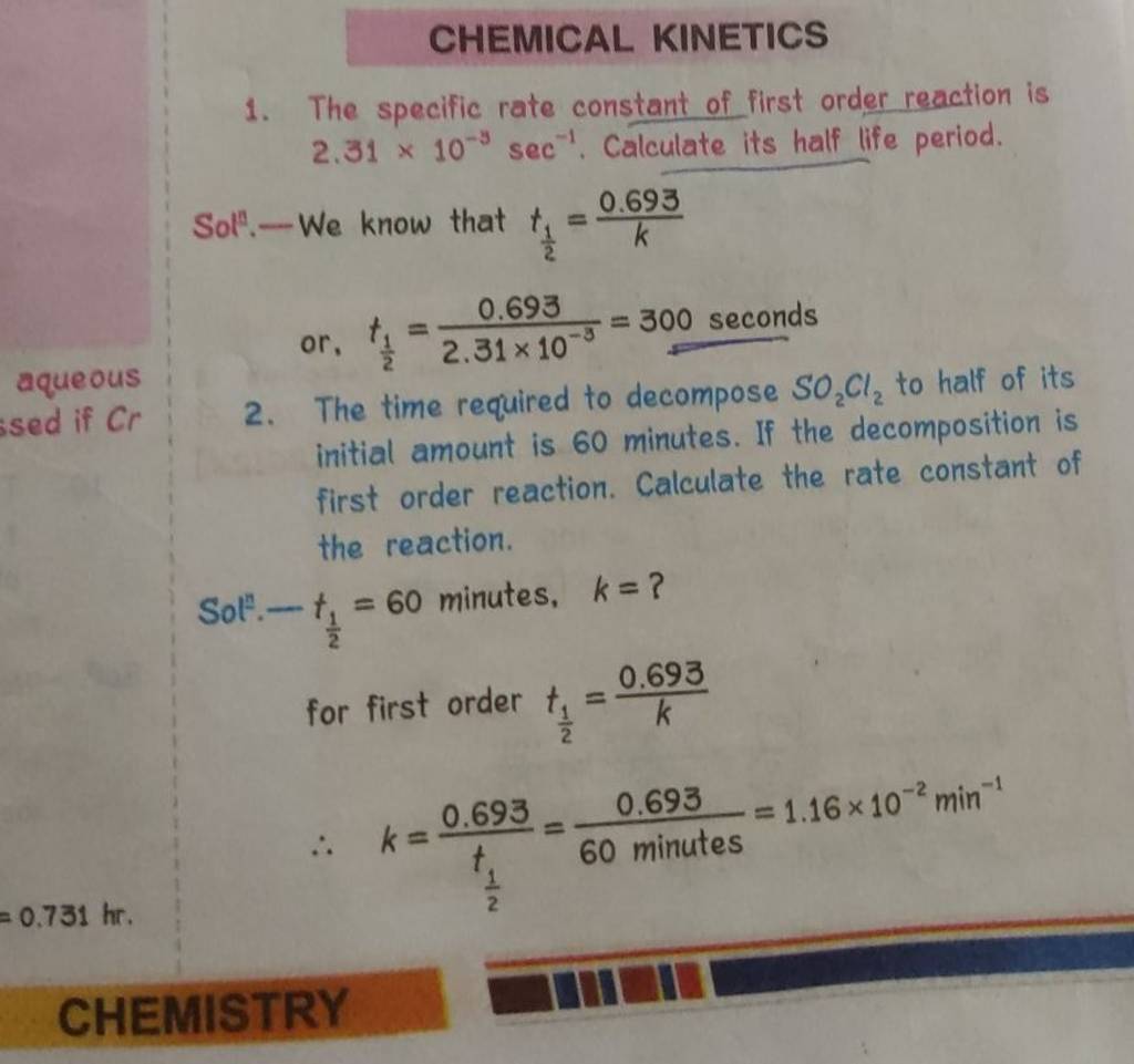 CHEMICAL KINETICS 1. The specific rate constant of first order reaction i..