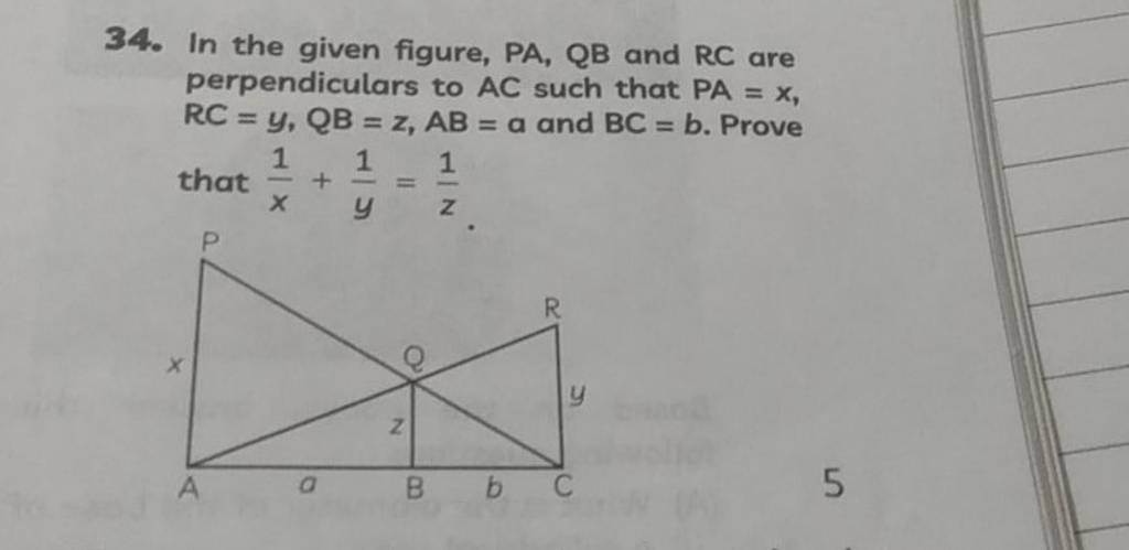 34 In The Given Figure Paqb And Rc Are Perpendiculars To Ac Such That 2737